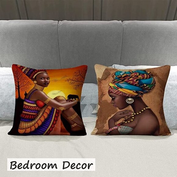 1pc African Pillow Covers 18x18,Indian American Women Pillows - Picture 7 of 8